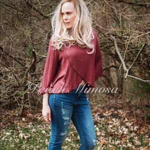 Cinnamon waffle knit top